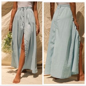Pistola Baez Blue Chambray Maxi Skirt-NWOT
